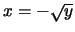 $x=-\sqrt{y}$