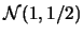 $\mathcal{N}(1,1/2)$
