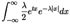$\displaystyle \int_{-\infty}^{\infty} \frac {\lambda}{2} e^{tx}
e^{-\lambda\vert x\vert} dx$