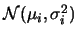 ${\cal N}(\mu_i,\sigma_i^2)$