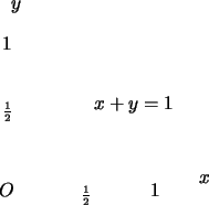 \begin{picture}(0,100)(-60,30)
\put(72,48){$x$}
\put(44,40){$1$}
\put(-35,147){$...
...38){\footnotesize$\frac 12$}
\put(-40,86){\footnotesize$\frac 12$}
\end{picture}
