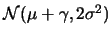 ${\cal
N}(\mu+\gamma, 2\sigma^2)$
