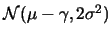 ${\cal N}(\mu-\gamma, 2\sigma^2)$