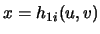 $x=h_{1i}(u,v)$