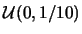 ${\cal U}(0,1/10)$