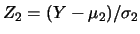 $Z_2=(Y-\mu_2)/\sigma_2$