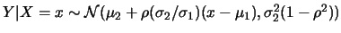 $Y\vert X=x\sim
\mathcal{N}(\mu_2+\rho(\sigma_2/\sigma_1)(x-\mu_1),
\sigma_2^2(1-\rho^2))$