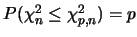 $P(\chi_n^2\leq \chi_{p,n}^2)=p$