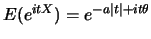 $E(\linebreak e^{itX})=e^{-a\vert t\vert+it\theta}$