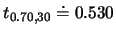 $t_{0.70,30}\doteq 0.530$