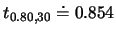 $t_{0.80,30}\doteq 0.854$