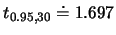 $t_{0.95,30}\doteq 1.697$
