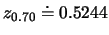 $z_{0.70}\doteq 0.5244$