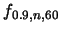$f_{0.9,n,60}$