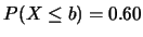 $P(X\leq b)=0.60$