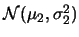 ${\cal N}(\mu_2,
\sigma_2^2)$