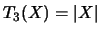 $T_3(X)=\vert X\vert$