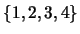 $\{1,2,3,4\}$