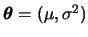 $\mbox{\mathversion{bold}{$\theta$}}=(\mu,\sigma^2)$