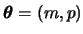 $\mbox{\mathversion{bold}{$\theta$}}=(m,p)$
