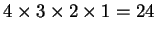 $4\times 3\times 2\times 1=24$